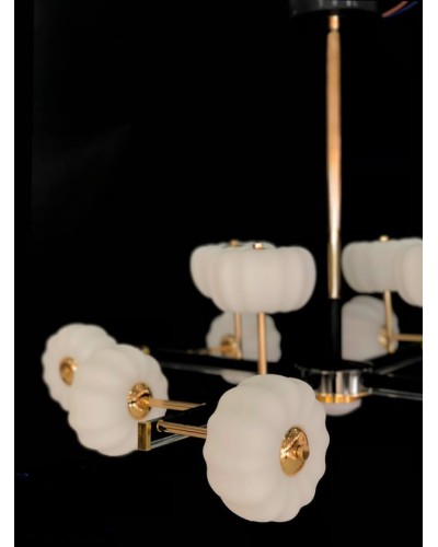 Asma çılçıraq LED 5833-12, 12 lampa, qızılı/südlü ağ - LED 5833-12
