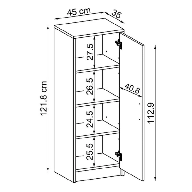 Шкаф Ev Plus 12116098, ЛДСП, 45x35x121 см Шкаф Ev Plus 12116098, ЛДСП, 45x35x121 см
