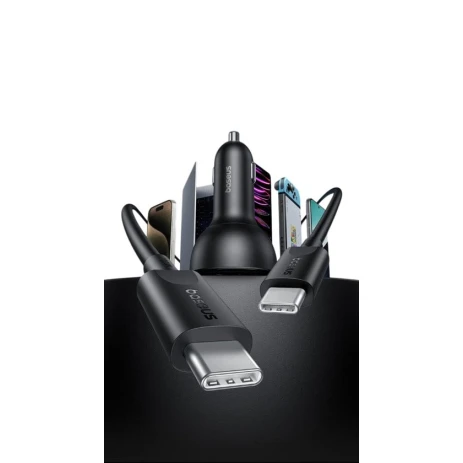Автомобильное зарядное устройство Baseus Multi-Port Fast Charge C+C+U Cluster Black Автомобильное зарядное устройство Baseus Multi-Port Fast Charge C+C+U Cluster Black
