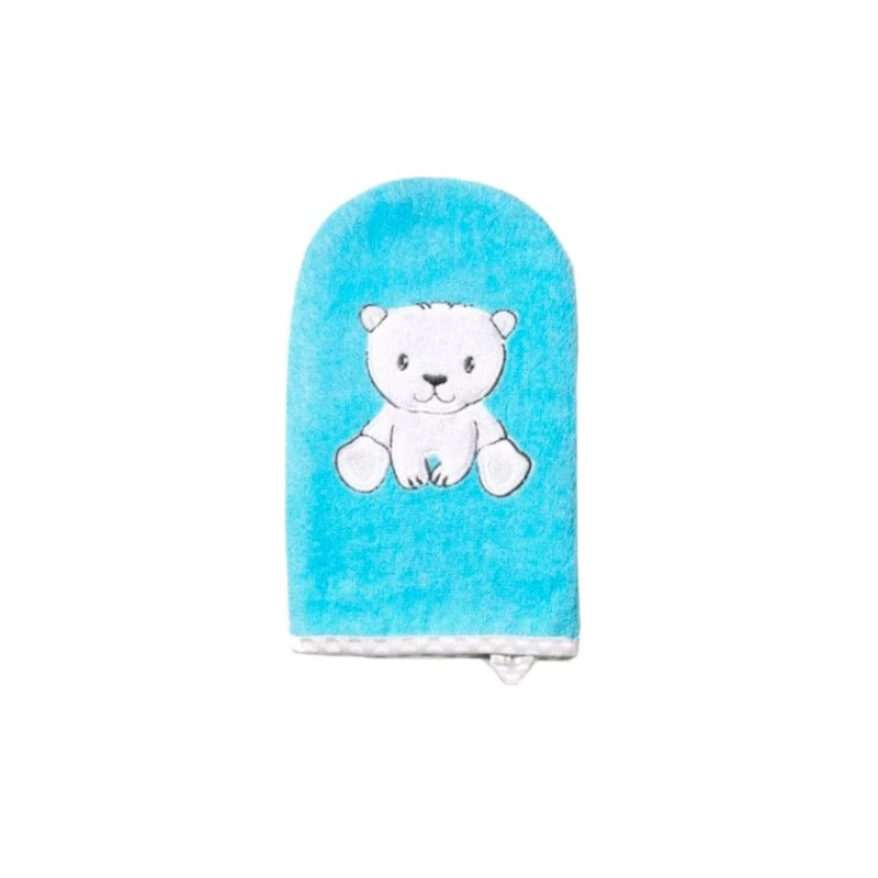 Рукавица для купания Babyono Медвежонок, голубая Рукавица для купания Babyono Медвежонок, голубая