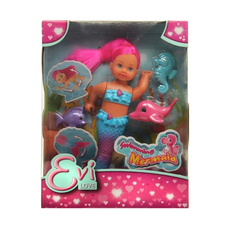 Oyun dəsti Simba Evi Love Swimming Mermaid, dəniz sakinləri ilə kukla-su pərisi, plastik