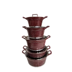 Набор кастрюль, гранит, красный, 10 предметов, 24/20/32/28 см