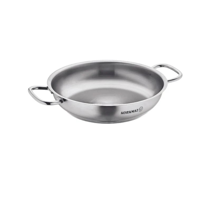 Сковородка для паэльи Korkmaz Proline Paella Satin A1195, 6 л, 36 см, нержавеющая сталь, две ручки, Серебристый