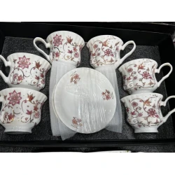 Çay dəsti, ağ, 6 nəfərlik