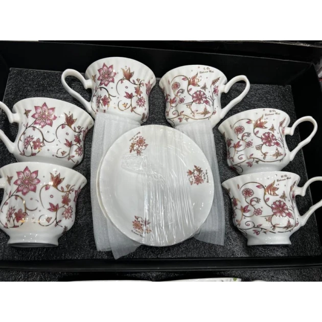 Çay dəsti, ağ, 6 nəfərlik