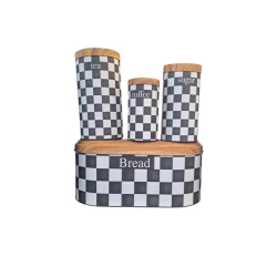 Хлебница с набором емкостей MagiDeal SE176, черная/белая, 4 предмета