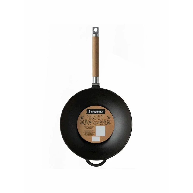 Сковорода-вок Gardarika GRKRWKCG24, 24 см, чугун, черная Сковорода-вок Gardarika GRKRWKCG24, 24 см, чугун, черная