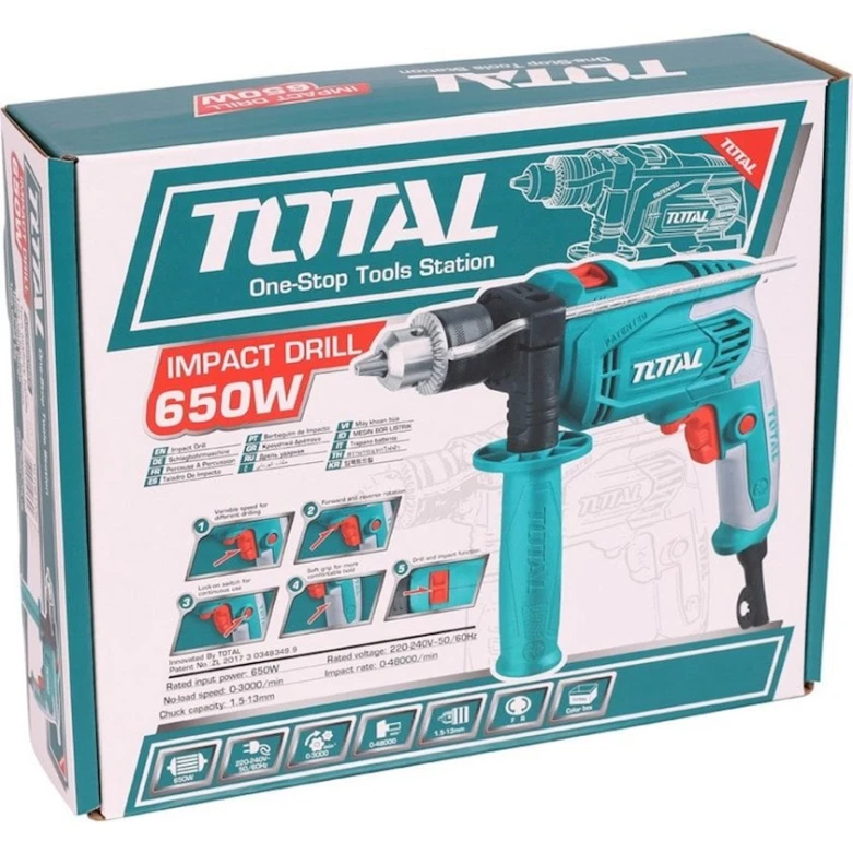 Дрель ударная Total TG1061336 650 Вт 0-3000 об/мин