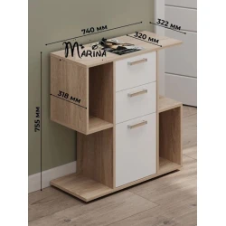 Тумба Marina 3563_M25TumChilZetMix, ЛДСП, 75.5x32x74 см, белая/коричневая Тумба Marina 3563_M25TumChilZetMix, ЛДСП, 75.5x32x74 см, белая/коричневая