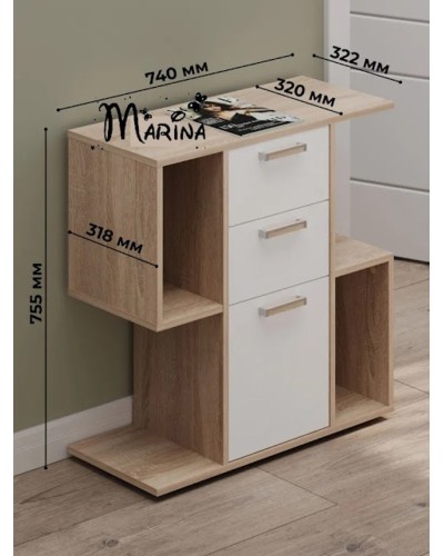 Tumba Marina 3563_M25TumChilZetMix, LDSP, 75.5x32x74 sm, ağ/qəhvəyi