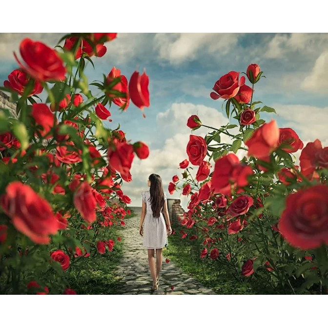 Алмазная мозаика Diamond Mosaic Девочка в стране роз, 40х50 см