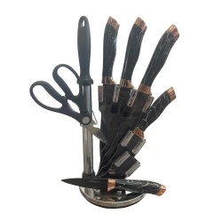 Altlıqda bıçaq dəsti ZTW-511, 5 əd + qayçı + bıçaq itiləyicisi, keramika, qulp silikon, qara