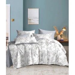 Комплект постельного белья MiraNova SF-753, пододеяльник 200x220 см, простыня 250x250 см, наволочка 50x70 см, двуспальный, хлопок, белый/серый