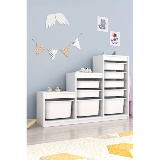 Шкаф для игрушек Pratico I39038, белый, 29.6x93x132.3 см