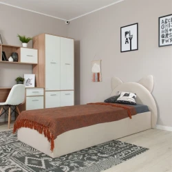 Tək nəfərlik çarpayı Art_tek_yataq (100) 23, laminat/parça, bej, 200x85x100 sm