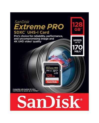 Yaddaş kartı Sandisk 128GB SDXC class 10 UHS-I U3 Extreme Pro