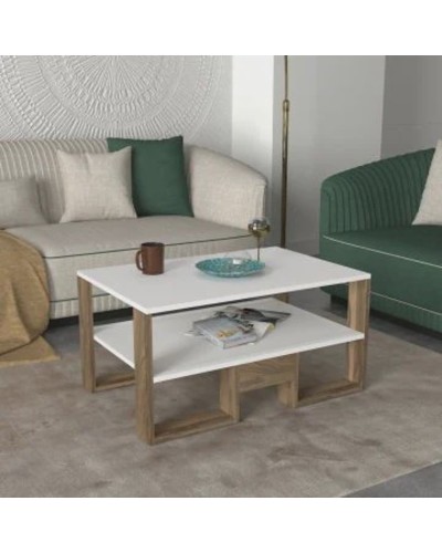 Jurnal masası TV Stend M14, laminat, ağ/açıq qəhvəyi, 90x50x45 sm