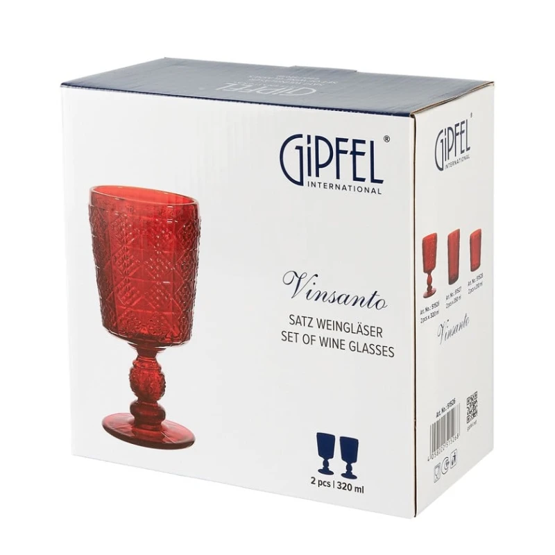 Набор бокалов для вина Gipfel Vinsanto 51526, 2 шт, 320 мл, стекло, красный