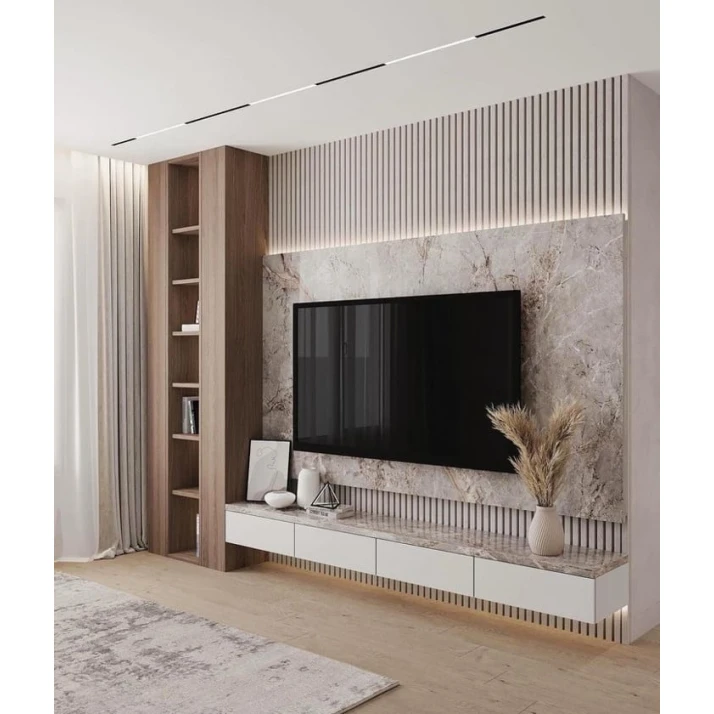 TV üçün tumba Elegant Wood ZARR252, laminat, ağ/qəhvəyi, 340x280x40.3 sm TV üçün tumba Elegant Wood ZARR252, laminat, ağ/qəhvəyi, 340x280x40.3 sm