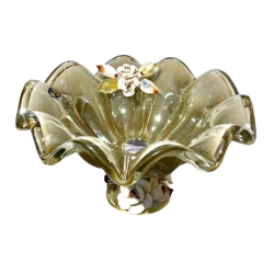 Фруктовница Murano 15х13 см, стекло, бежевый/золотой