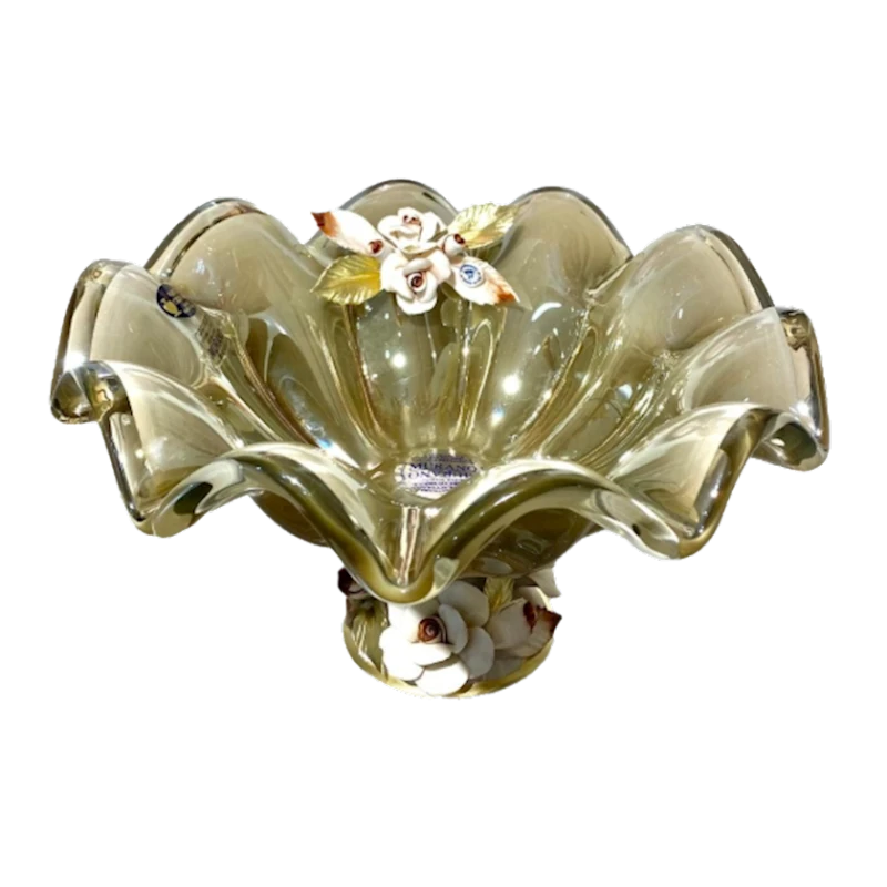 Фруктовница Murano 15х13 см, стекло, бежевый/золотой Фруктовница Murano 15х13 см, стекло, бежевый/золотой