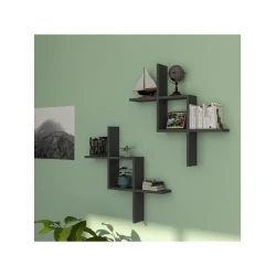 Настенная полка Art Mebel 219, ламинат, 75х75х13 см, антрацит