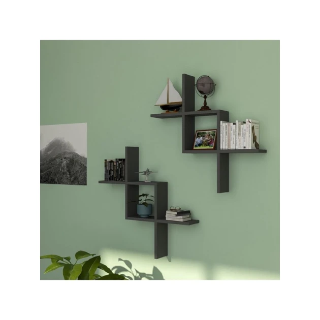 Настенная полка Art Mebel 219, ламинат, 75х75х13 см, антрацит