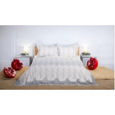 Dəst Narlı 000599, örtük 260х260 sm, yastıq üzlər 50x70 sm, ikinəfərlik, velür, boz