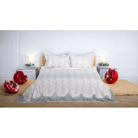 Комплект Narlı 000599, покрывало 260х260 см, наволочки 50x70 см, двуспальный, велюр, серый