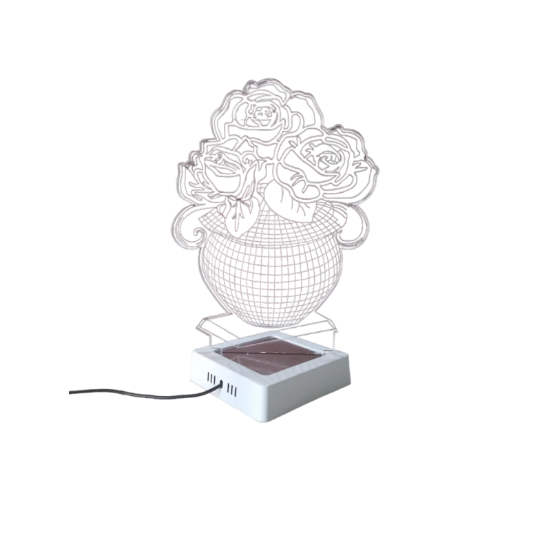 3D gecə lampası cgc01, şüşə/dəmir, çəhrayı, 27х18 sm