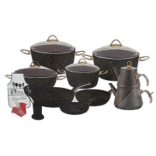 Qab-qacaq dəsti Öncü Granit SAAS-ONQZG24QR, qranit, qara, 24 parça