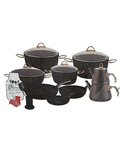 Qab-qacaq dəsti Öncü Granit SAAS-ONQZG24QR, qranit, qara, 24 parça