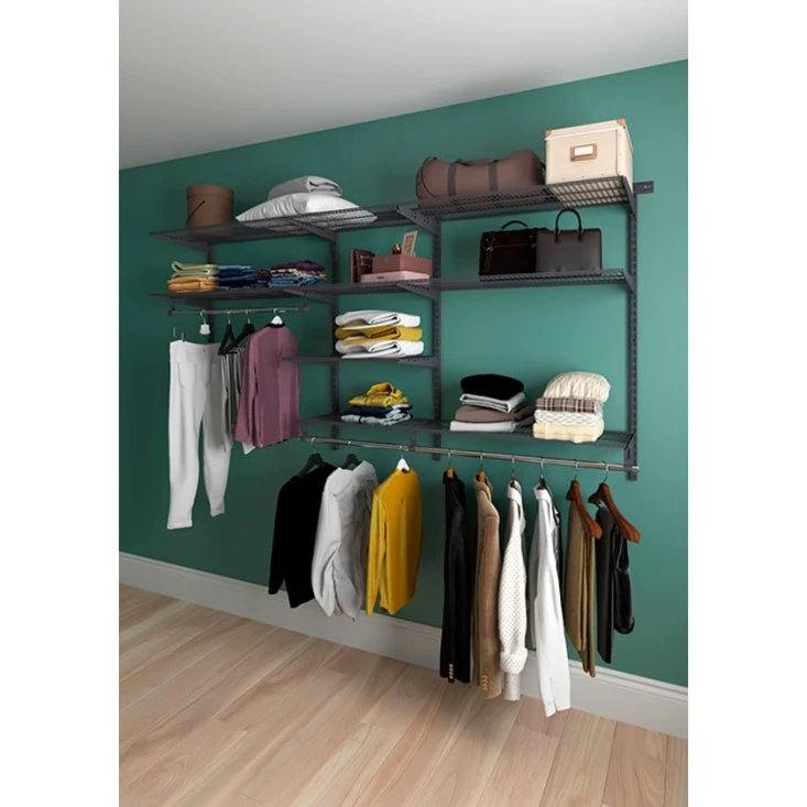 Вешалка с полками Praktik Home Optima G240, гардеробная система, графит Вешалка с полками Praktik Home Optima G240, гардеробная система, графит