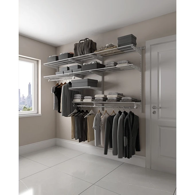 Вешалка с полками Praktik Home Optima G240, гардеробная система, графит Вешалка с полками Praktik Home Optima G240, гардеробная система, графит