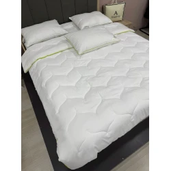 Dəst yorğan 195x215 sm + yastıq 50x70 sm, ikinəfərlik, bambuk, ağ