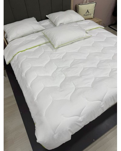 Dəst yorğan 195x215 sm + yastıq 50x70 sm, ikinəfərlik, bambuk, ağ