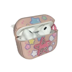 Чехол для Airpods Pro, розовый, со звездами