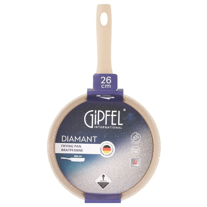 Сковородка Gipfel Diamant 52038, 26 см, алюминий, бежевый