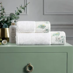 Dəsmal dəsti Tivolyo Home Fleurs, pambıq, ağ, 2 əd, 50x100/75x150 sm