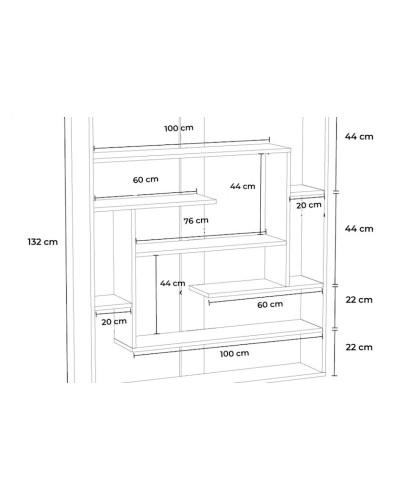 Stellaj Letta LDSP, qara, 132х20х124 sm