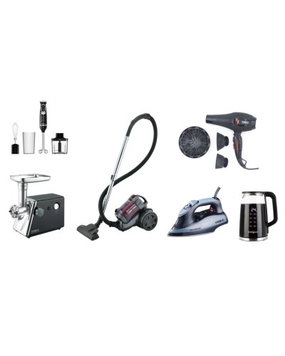 Hədiyyə dəsti Special 1 (tozsoran 2400W + ətçəkən 2400W, revers funksiyası + ütü 2200W + çaydan 2200W 1.7L + fen 2200W + blender dəsti 750W) - Cehiz dəsti special 1