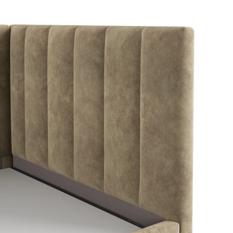 Односпальная кровать Art_tek_yataq 64, ламинат/текстиль, коричневая, 200x85x90 см