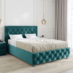 Двуспальная кровать Art_ikili_yataq (180) 33, ламинат, бирюзовая, 200x180x120 см