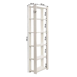 Стеллаж Letta, белый, ЛДСП, 60x28x180 см