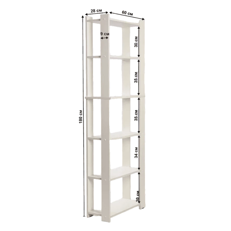 Stellaj Letta, ağ, LDSP, 60x28x180 sm Stellaj Letta, ağ, LDSP, 60x28x180 sm