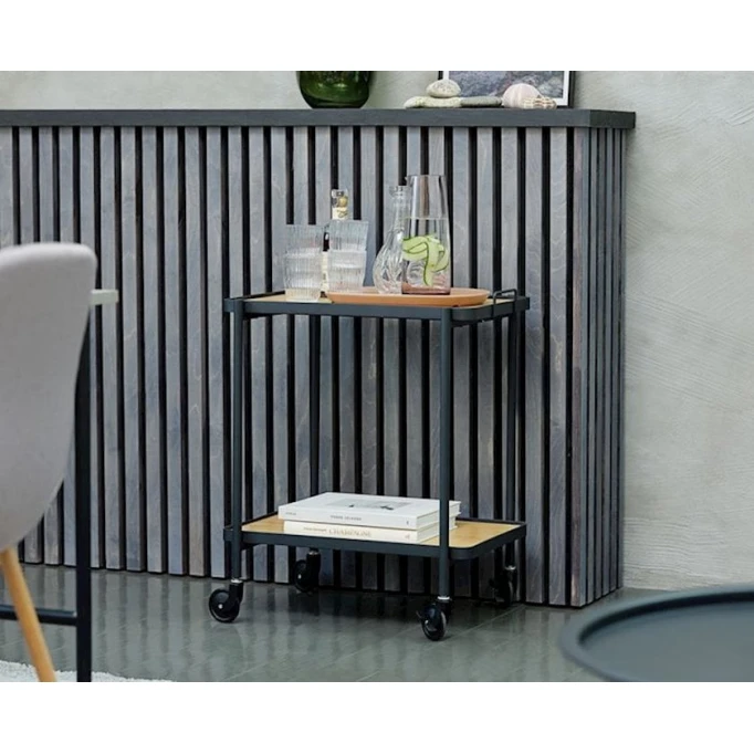 Столик-тележка JYSK Gangsted 56x40x69 см, МДФ/сталь/меламин, дуб/черный Столик-тележка JYSK Gangsted 56x40x69 см, МДФ/сталь/меламин, дуб/черный