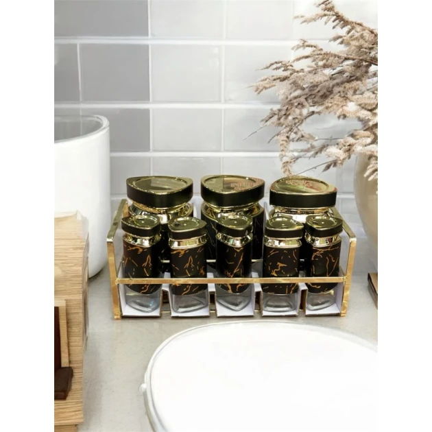 Набор для специй Sahara SHA-00006605, стекло/нержавеющая сталь, золотистый, 7 шт
