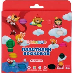 Набор пластилина Цветик, воскового, со стеком, 10 цветов, 150г