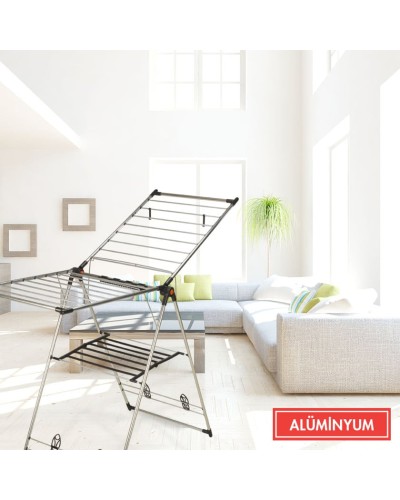 Qurutma üçün asılqan MM218, aliminium, 3 növ zona, döşəməüstü, qatlanan, müxtəlif rənglər - MM218