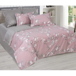 Yataq dəsti Артпостель Версалия, yorğan üzü 200x220 sm, mələfə 260x240 sm, yastıq üzü 50x70/70x70 sm, avro, mako-satin, boz/çəhrayı